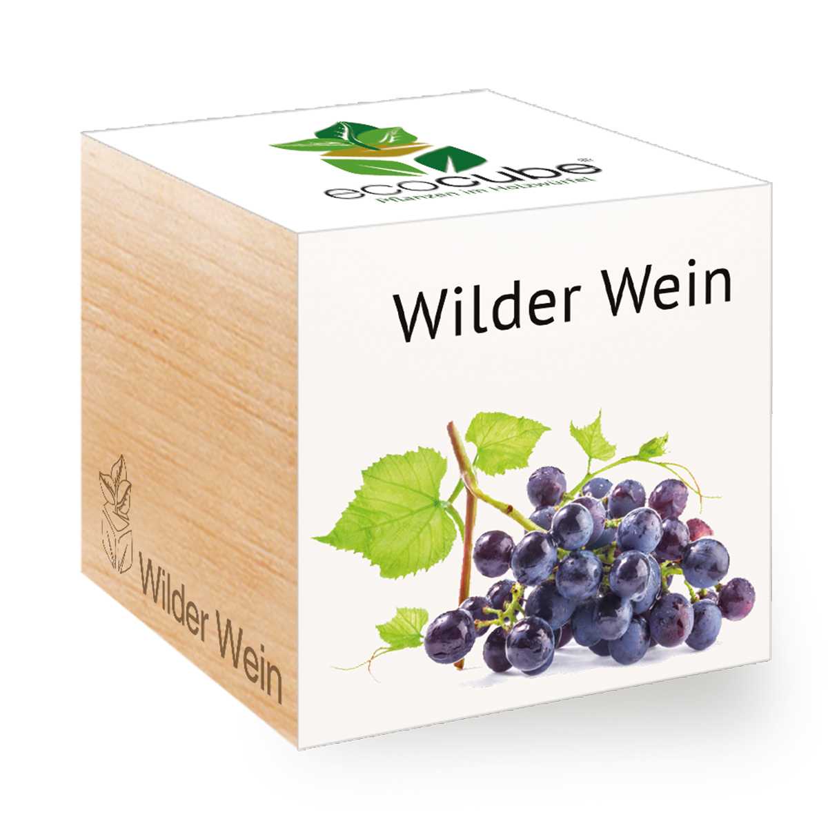 Bild Wilder Wein im Holzwürfel